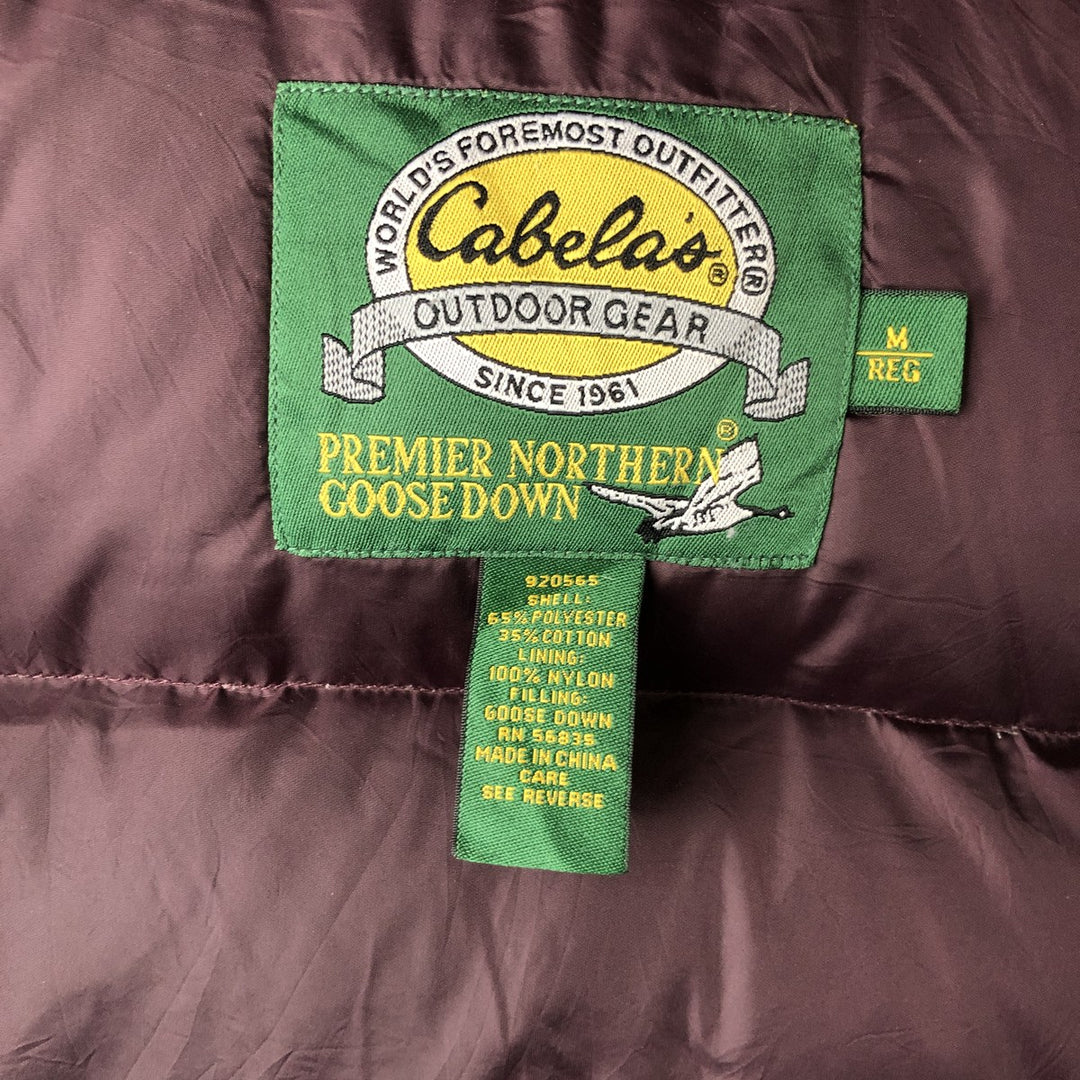 90'S Cabelas Vintage Goose Down Vest, Men's Size Medium polyester burgundy type Vintage Second Hand