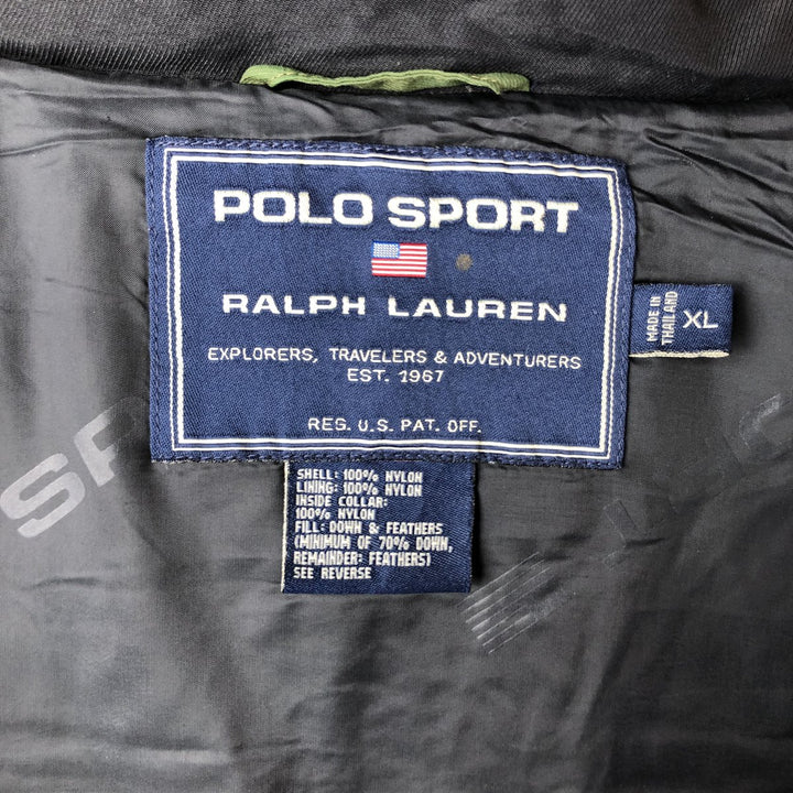 Vintage 90'S Ralph Lauren POLO SPORT down vest, men's size XL Nylon green type Vintage Second Hand