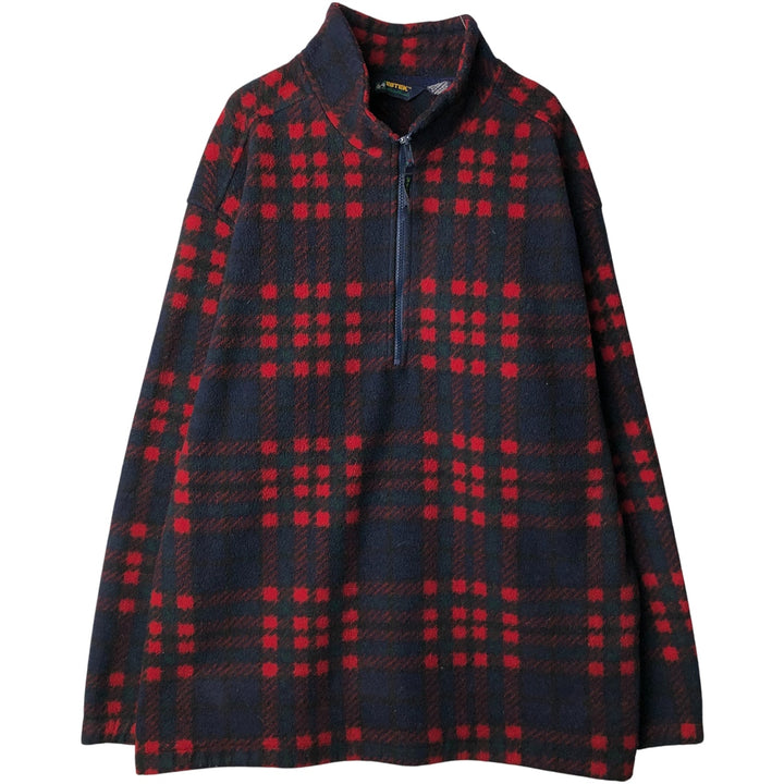 Vintage 90'S Eddie Bauer EBTEK Check Pattern Fleece Pullover, Men's XXL polyester navy blue type Vintage Second Hand