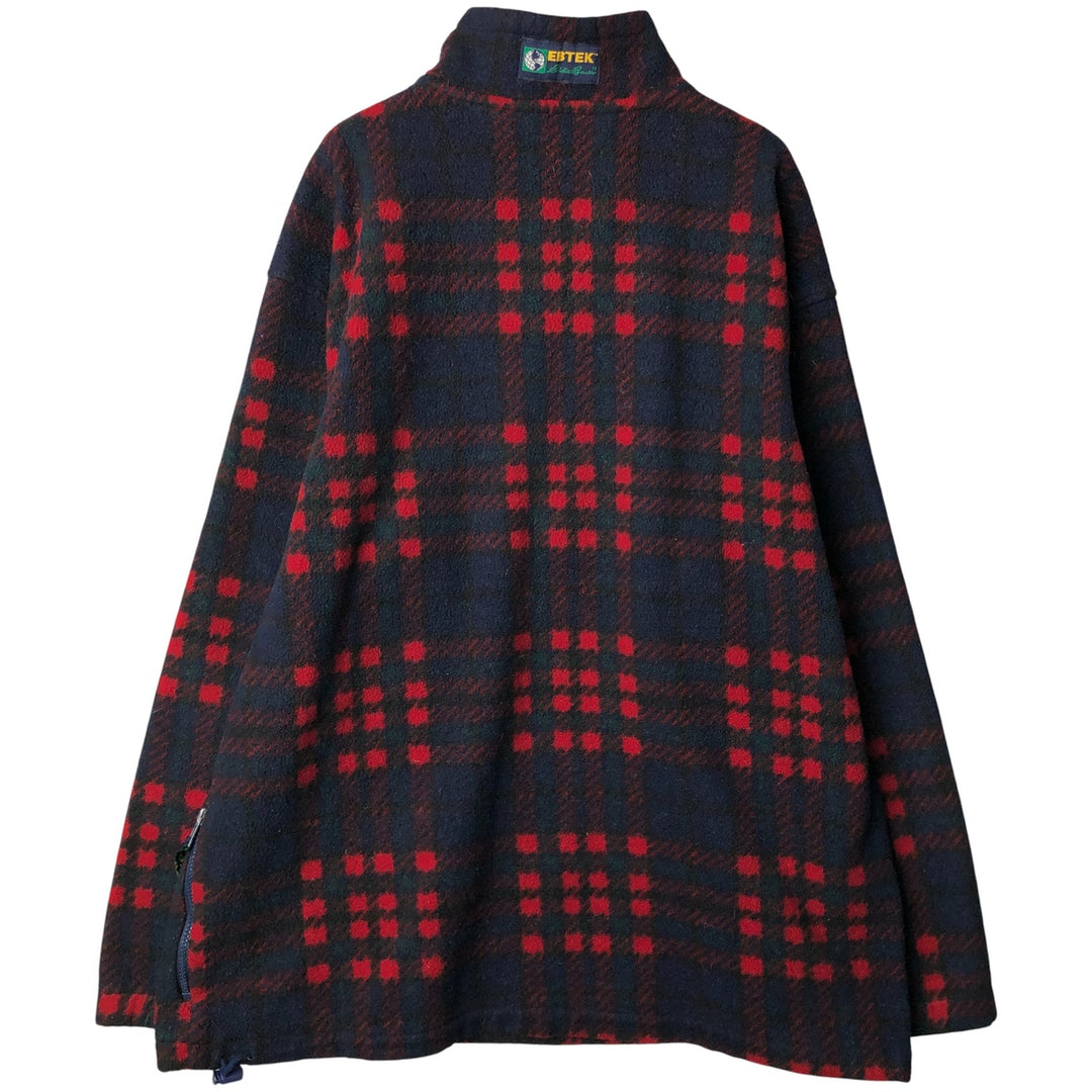 Vintage 90'S Eddie Bauer EBTEK Check Pattern Fleece Pullover, Men's XXL polyester navy blue type Vintage Second Hand