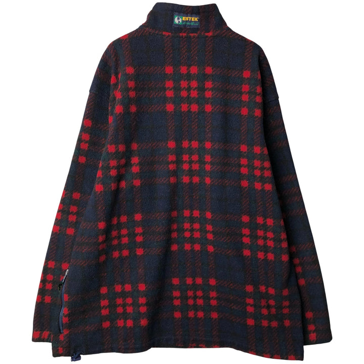 Vintage 90'S Eddie Bauer EBTEK Check Pattern Fleece Pullover, Men's XXL polyester navy blue type Vintage Second Hand