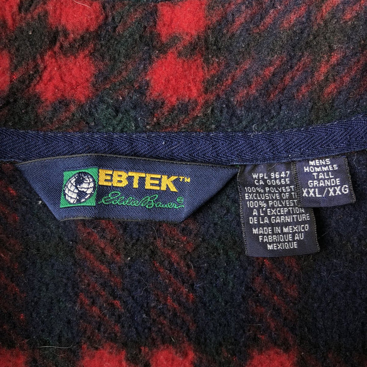 Vintage 90'S Eddie Bauer EBTEK Check Pattern Fleece Pullover, Men's XXL polyester navy blue type Vintage Second Hand