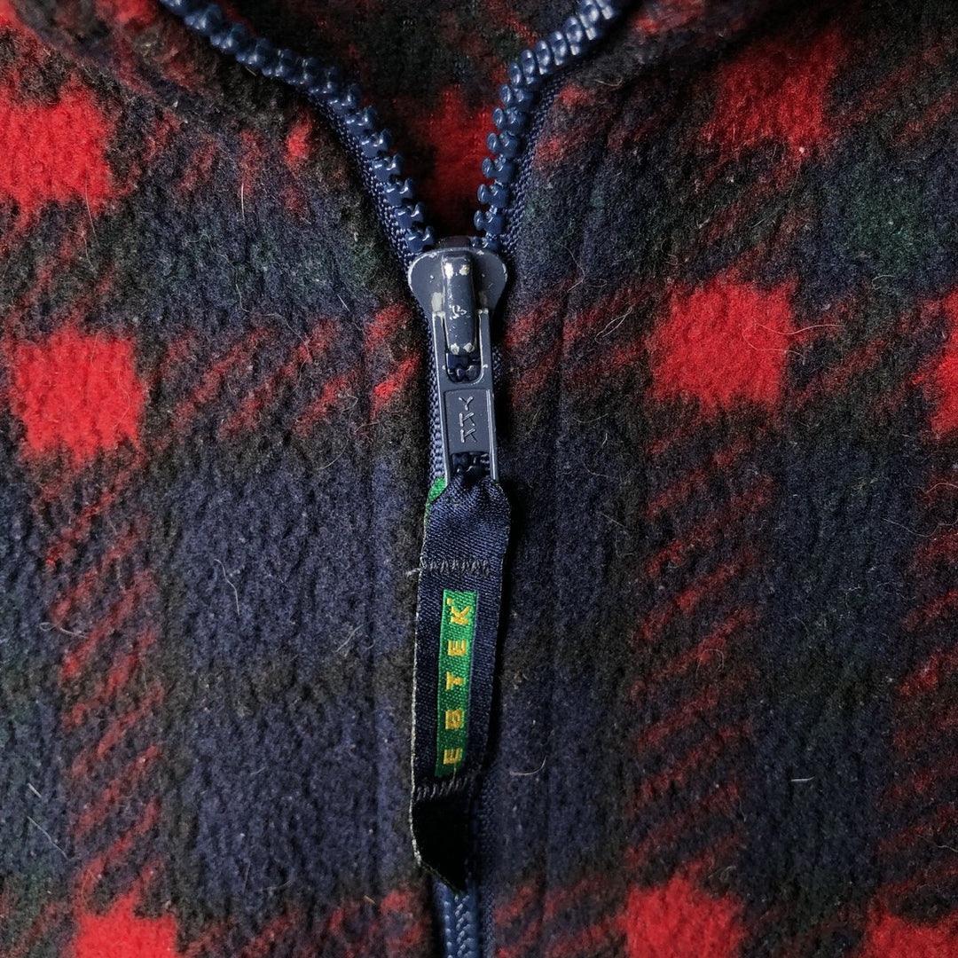 Vintage 90'S Eddie Bauer EBTEK Check Pattern Fleece Pullover, Men's XXL polyester navy blue type Vintage Second Hand
