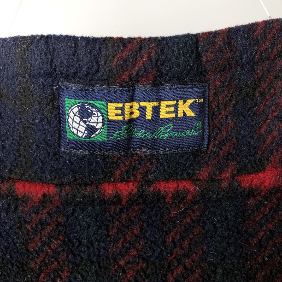 Vintage 90'S Eddie Bauer EBTEK Check Pattern Fleece Pullover, Men's XXL polyester navy blue type Vintage Second Hand