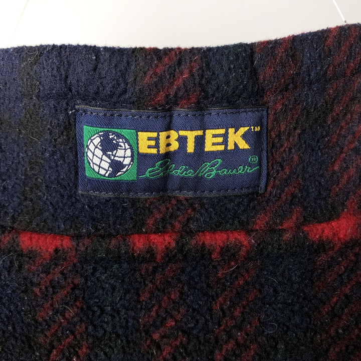 Vintage 90'S Eddie Bauer EBTEK Check Pattern Fleece Pullover, Men's XXL polyester navy blue type Vintage Second Hand