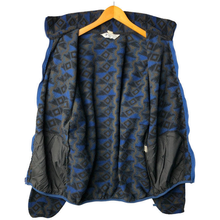 90'S Vintage Columbia White Tag Print Fleece Jacket, Made in USA, Men's Size L unclear navy blue type Vintage Second Hand