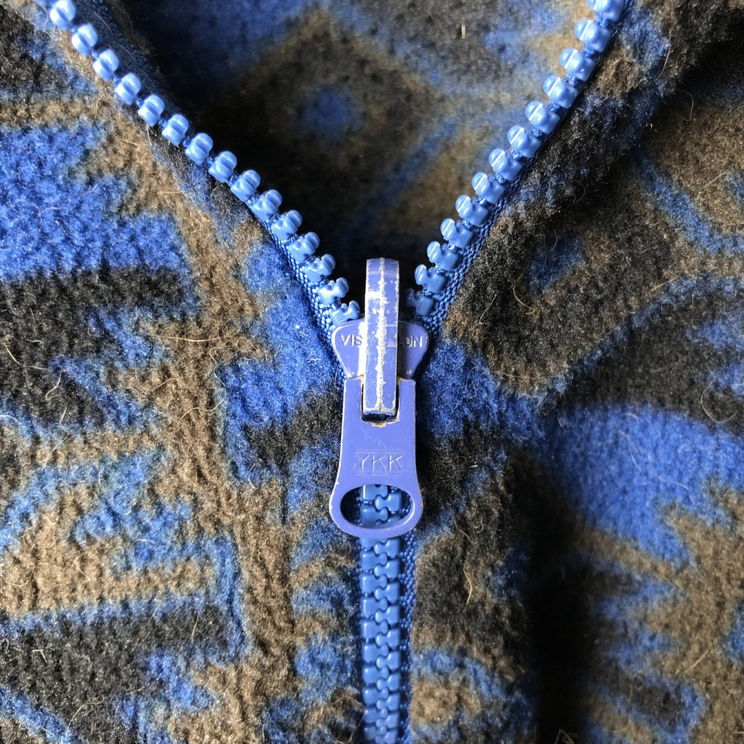 90'S Vintage Columbia White Tag Print Fleece Jacket, Made in USA, Men's Size L unclear navy blue type Vintage Second Hand