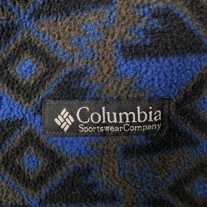 90'S Vintage Columbia White Tag Print Fleece Jacket, Made in USA, Men's Size L unclear navy blue type Vintage Second Hand