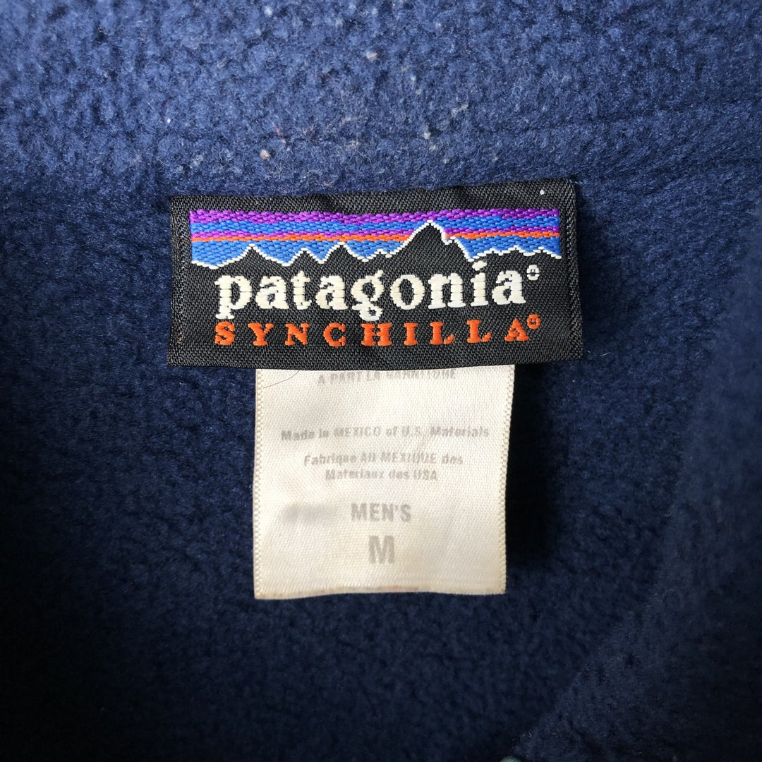 2000'S Patagonia Synchilla Fleece Pullover, Men's Size Medium polyester navy blue type Vintage Second Hand