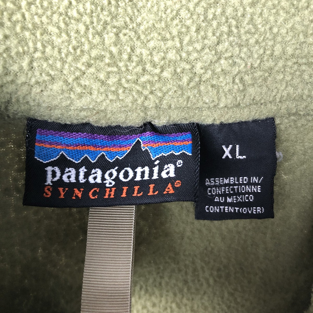 2000'S Patagonia Synchilla Half-Zip Fleece Pullover, Men's XL polyester Khaki type Vintage Second Hand