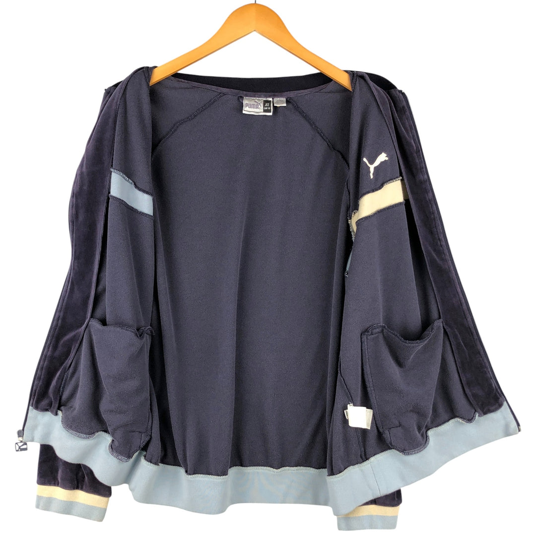 90s-00'S Vintage Puma Velour Jersey Track Jacket, Men's Size XL cotton Purple type blue-purple Vintage Second Hand