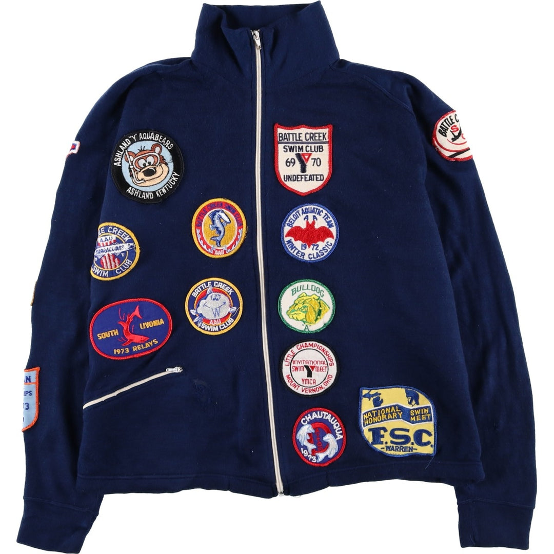 Vintage 1970'S White Stag SPEEDO double-brand custom track jacket, size M, men's. unclear navy blue type Vintage Second Hand