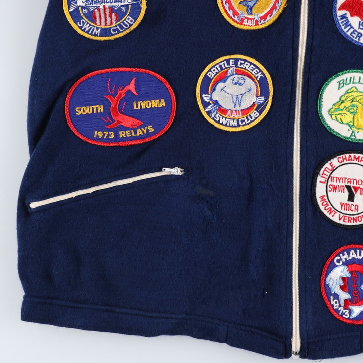 Vintage 1970'S White Stag SPEEDO double-brand custom track jacket, size M, men's. unclear navy blue type Vintage Second Hand