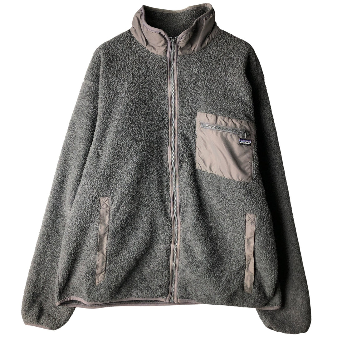 Vintage 1980'S Patagonia Triangle Tag Fleece Jacket, Made in USA, Men's XL polyester gray type Vintage Second Hand
