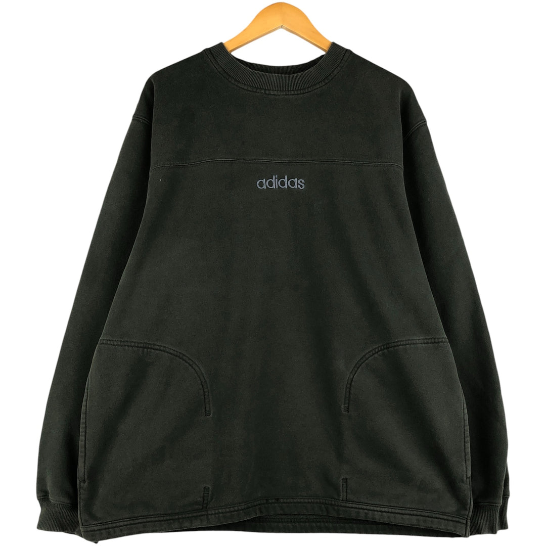 00'S Adidas logo sweatshirt, men's size L cotton Khaki type sage green Vintage Second Hand