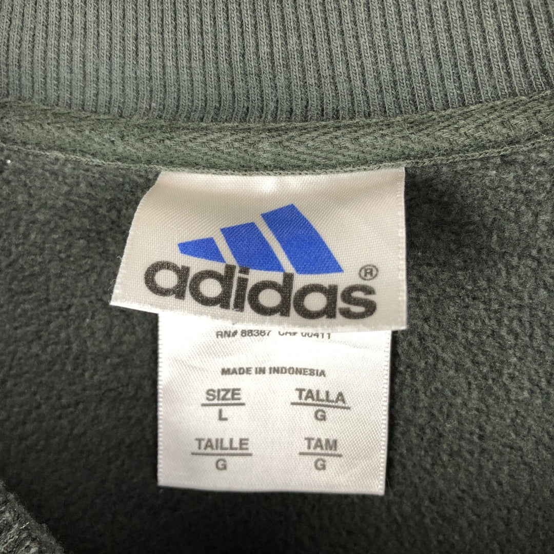 00'S Adidas logo sweatshirt, men's size L cotton Khaki type sage green Vintage Second Hand