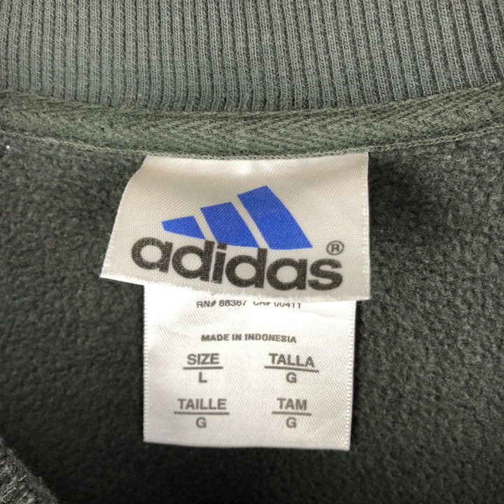 00'S Adidas logo sweatshirt, men's size L cotton Khaki type sage green Vintage Second Hand