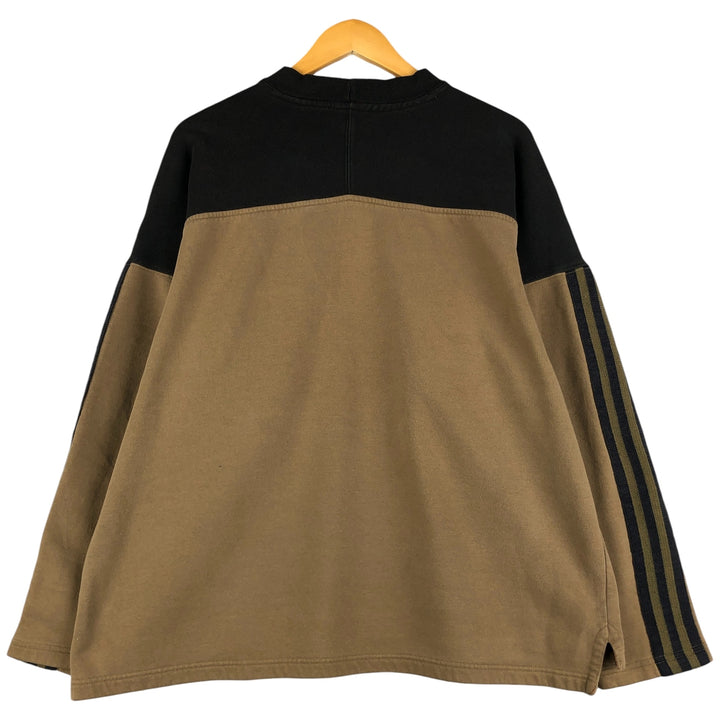 2000'S Adidas Two-Tone Logo Sweatshirt, Men's Size XL cotton brown type Vintage Second Hand