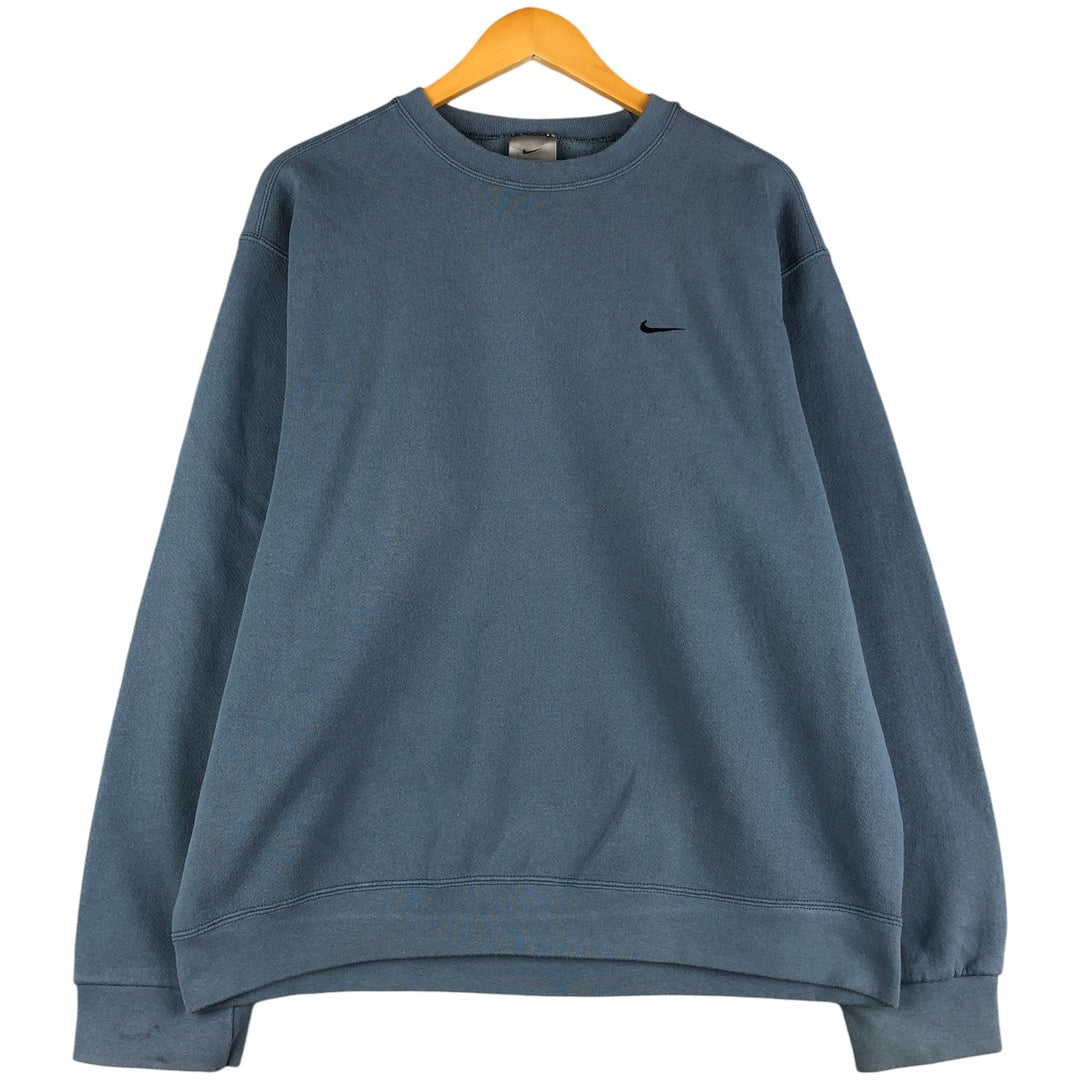 90s~ Vintage Nike One-Point Logo Sweatshirt, Men's Size L cotton blue type Vintage Second Hand