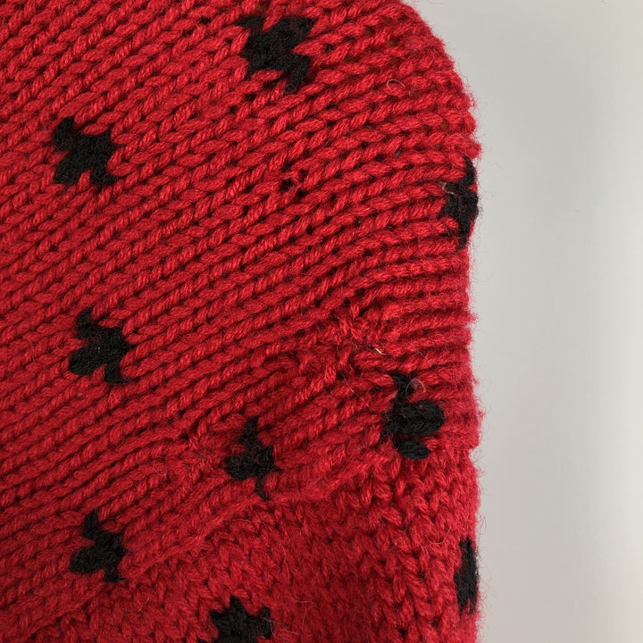 Ralph Lauren POLO by Ralph Lauren HAND KNIT Nordic sweater, men's size M, crew neck wool red type Vintage Second Hand