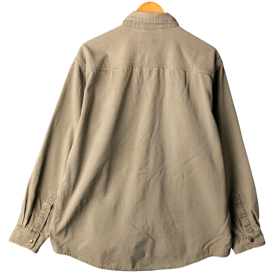 90s-00'S Vintage LLBean Long Sleeve Duck Work Shirt, Made in Canada, Men's Size L cotton Beige type Vintage Second Hand