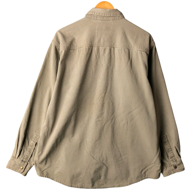 90s-00'S Vintage LLBean Long Sleeve Duck Work Shirt, Made in Canada, Men's Size L cotton Beige type Vintage Second Hand