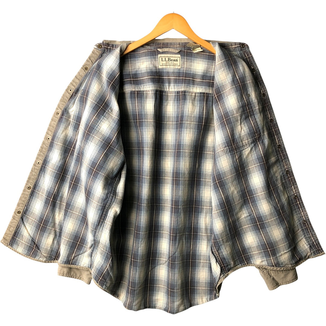 90s-00'S Vintage LLBean Long Sleeve Duck Work Shirt, Made in Canada, Men's Size L cotton Beige type Vintage Second Hand