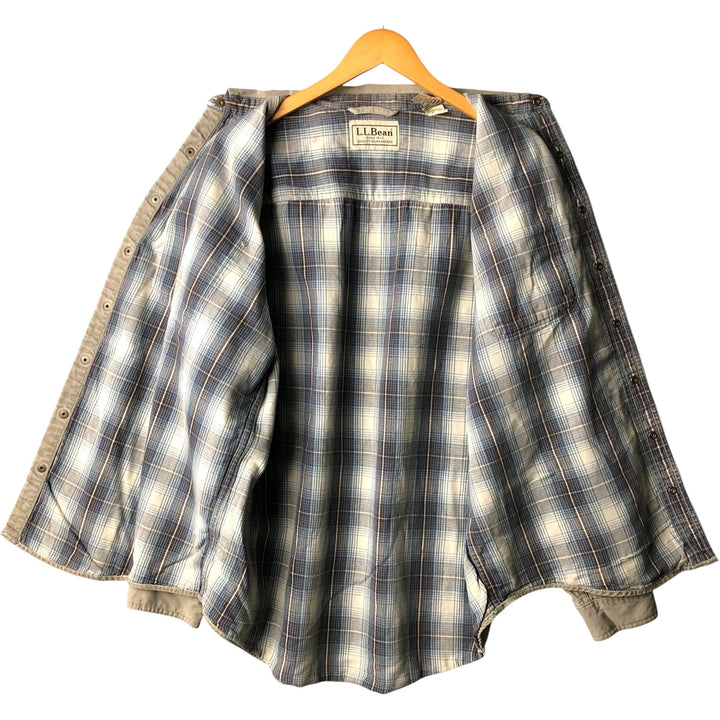 90s-00'S Vintage LLBean Long Sleeve Duck Work Shirt, Made in Canada, Men's Size L cotton Beige type Vintage Second Hand