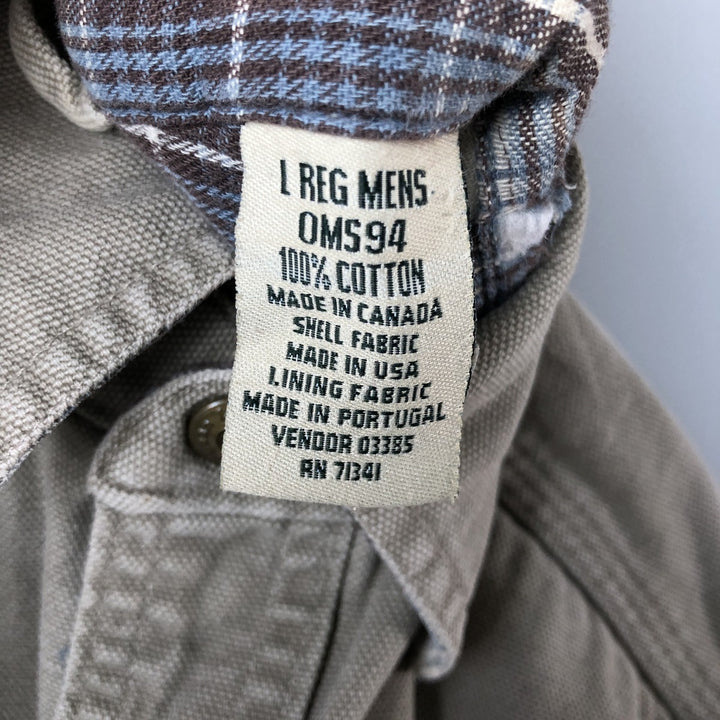 90s-00'S Vintage LLBean Long Sleeve Duck Work Shirt, Made in Canada, Men's Size L cotton Beige type Vintage Second Hand