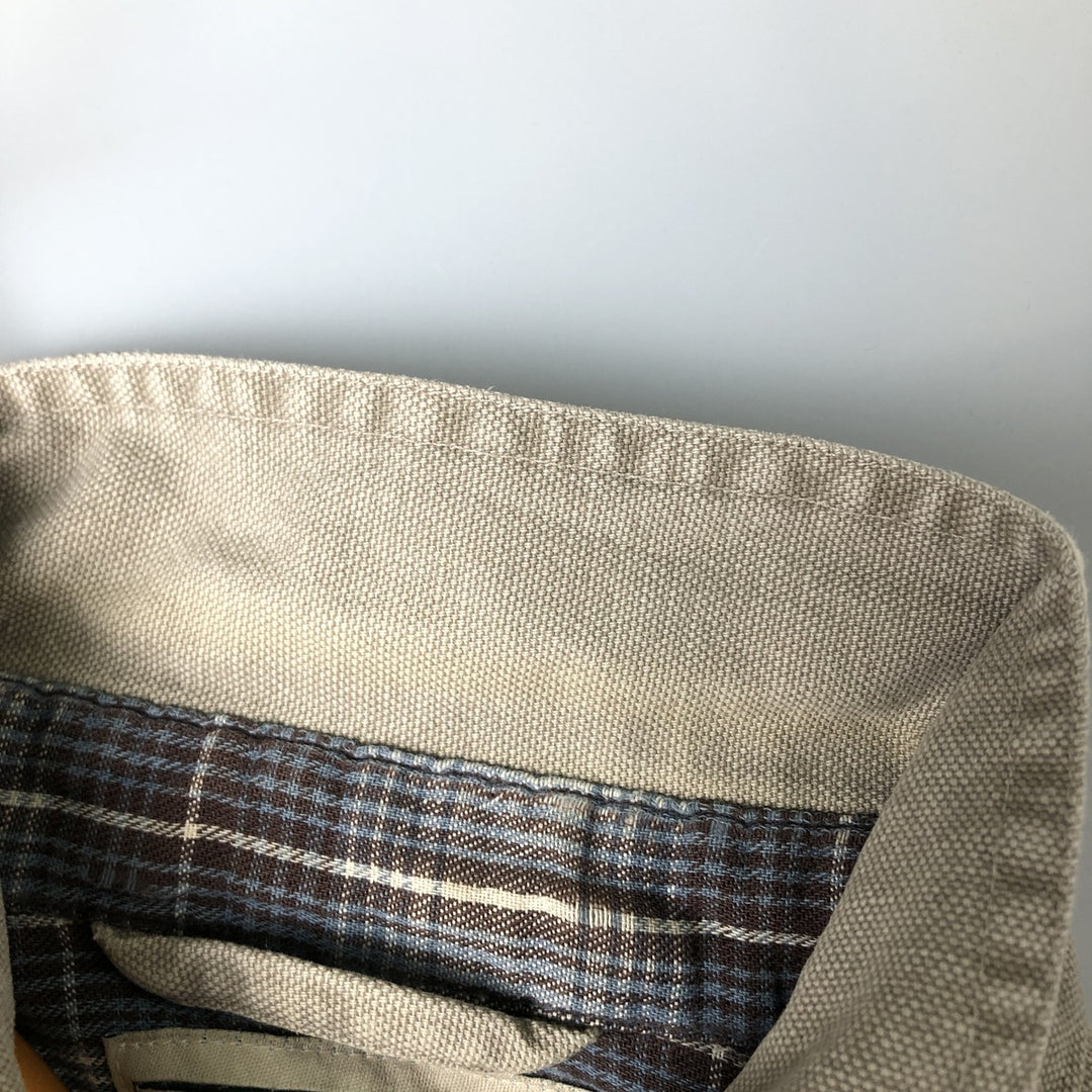 90s-00'S Vintage LLBean Long Sleeve Duck Work Shirt, Made in Canada, Men's Size L cotton Beige type Vintage Second Hand