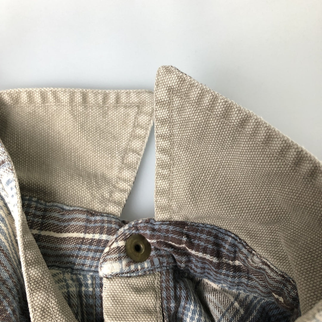 90s-00'S Vintage LLBean Long Sleeve Duck Work Shirt, Made in Canada, Men's Size L cotton Beige type Vintage Second Hand