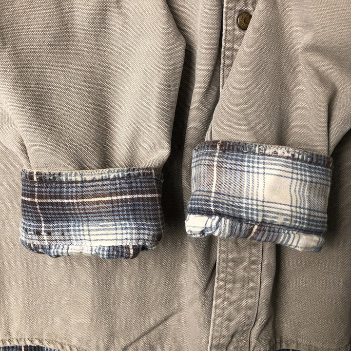 90s-00'S Vintage LLBean Long Sleeve Duck Work Shirt, Made in Canada, Men's Size L cotton Beige type Vintage Second Hand
