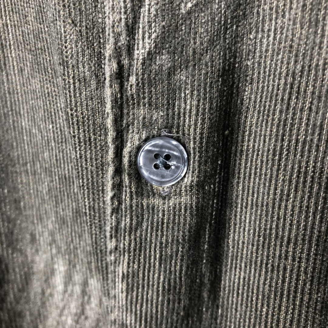 Perry Ellis long-sleeved corduroy shirt, men's size L Rayon Khaki type Vintage Second Hand