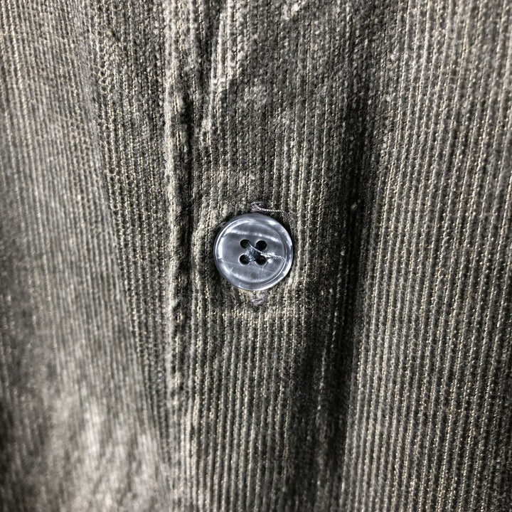 Perry Ellis long-sleeved corduroy shirt, men's size L Rayon Khaki type Vintage Second Hand