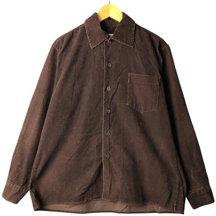 Donna Wide Collar Long Sleeve Corduroy Shirt, Men's Size L unclear brown type Vintage Second Hand