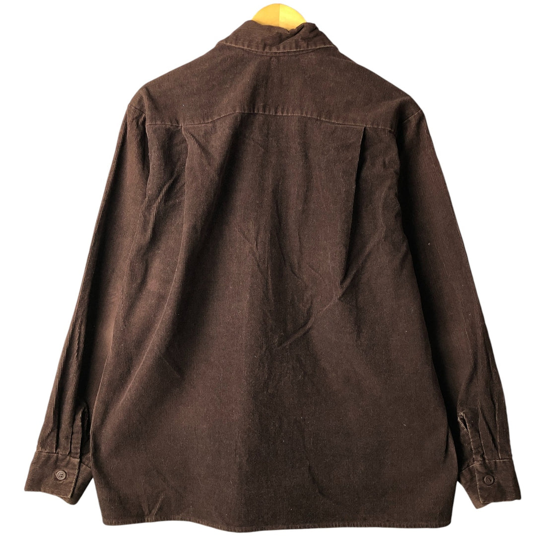 Donna Wide Collar Long Sleeve Corduroy Shirt, Men's Size L unclear brown type Vintage Second Hand