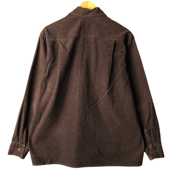 Donna Wide Collar Long Sleeve Corduroy Shirt, Men's Size L unclear brown type Vintage Second Hand