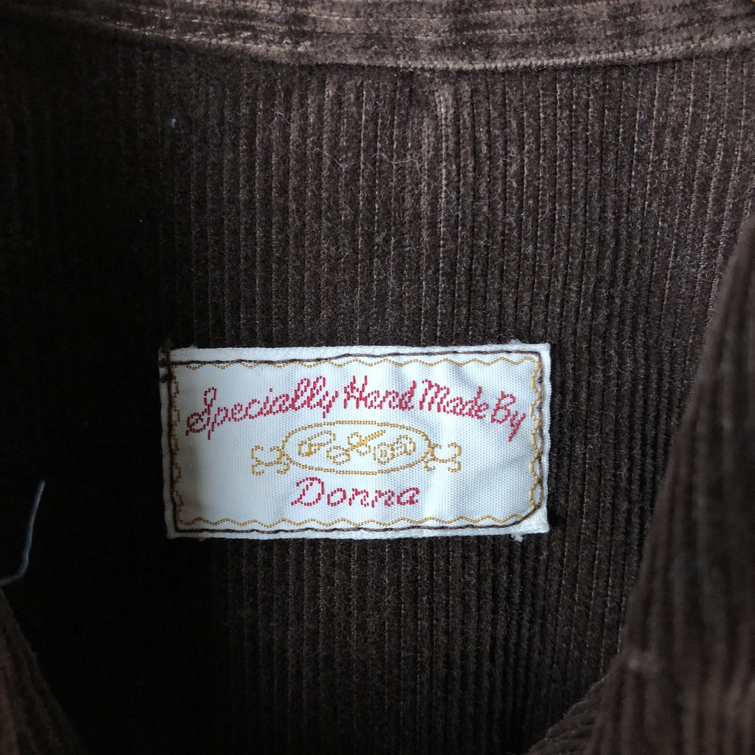 Donna Wide Collar Long Sleeve Corduroy Shirt, Men's Size L unclear brown type Vintage Second Hand