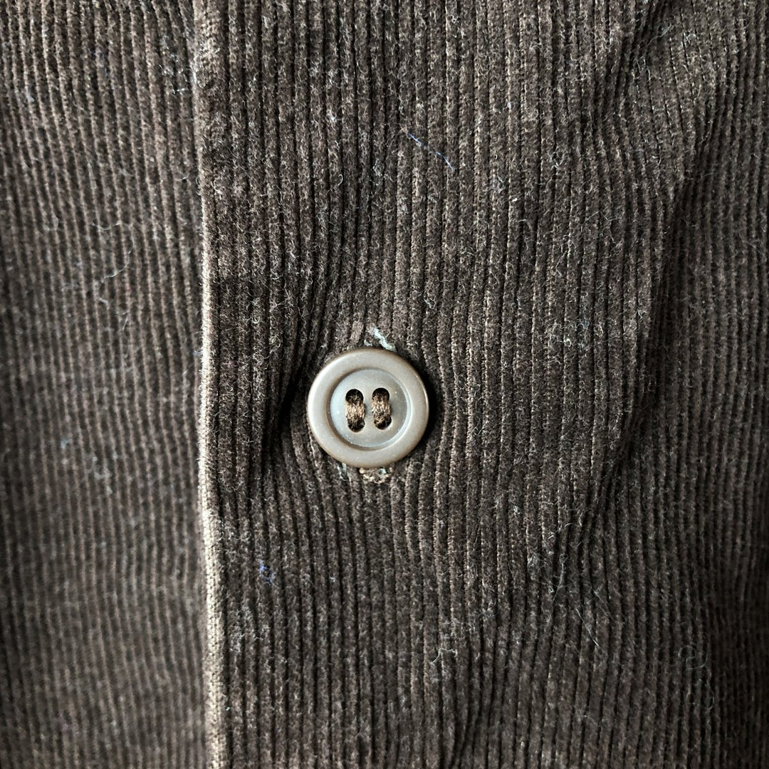 Donna Wide Collar Long Sleeve Corduroy Shirt, Men's Size L unclear brown type Vintage Second Hand