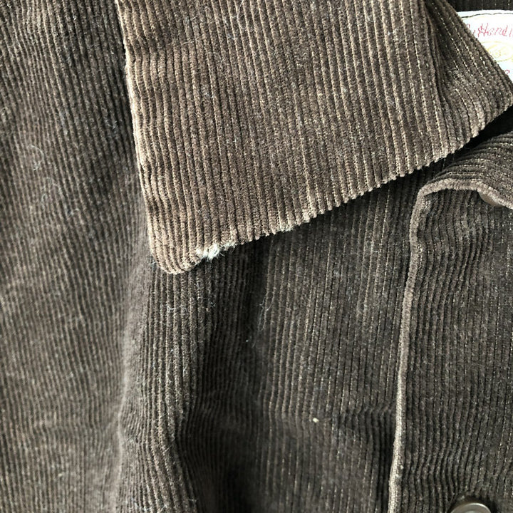 Donna Wide Collar Long Sleeve Corduroy Shirt, Men's Size L unclear brown type Vintage Second Hand