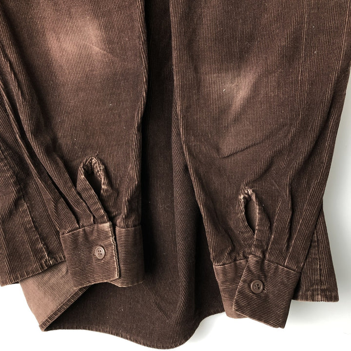 Donna Wide Collar Long Sleeve Corduroy Shirt, Men's Size L unclear brown type Vintage Second Hand