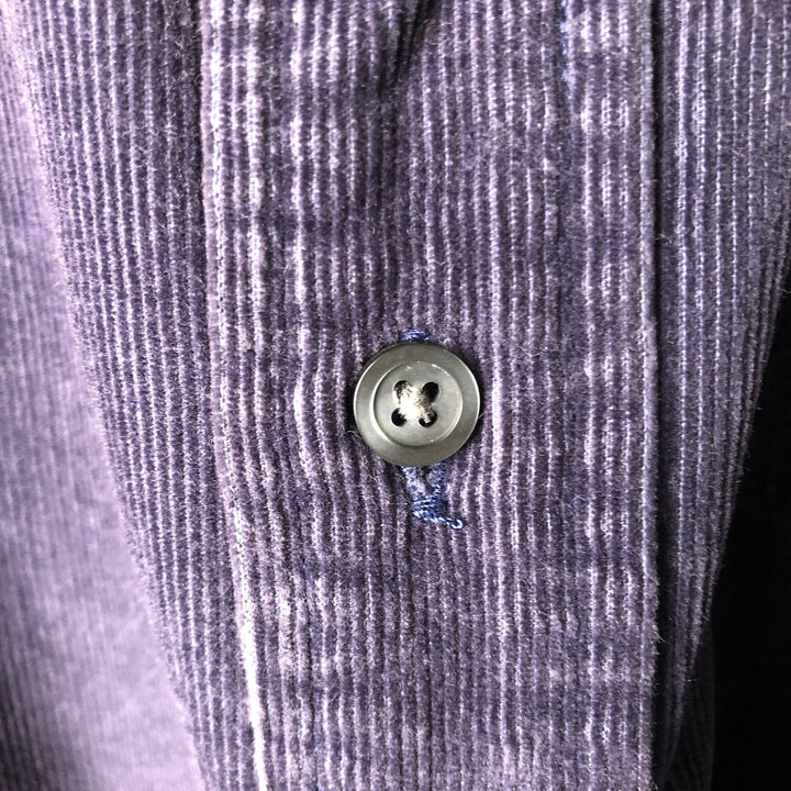 2000'S Eddie Bauer Relaxed Fit Long Sleeve Button-Down Corduroy Shirt, Men's Size L cotton navy blue type Vintage Second Hand
