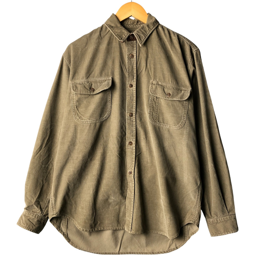 Vintage 1980'S Banana Republic long-sleeved corduroy shirt, size L, men's cotton Khaki type Vintage Second Hand