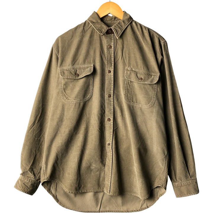 Vintage 1980'S Banana Republic long-sleeved corduroy shirt, size L, men's cotton Khaki type Vintage Second Hand