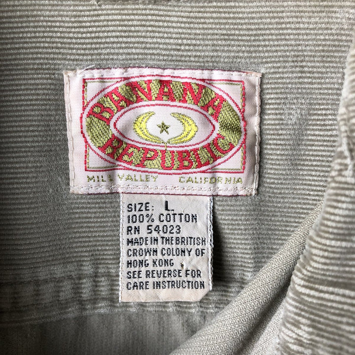 Vintage 1980'S Banana Republic long-sleeved corduroy shirt, size L, men's cotton Khaki type Vintage Second Hand
