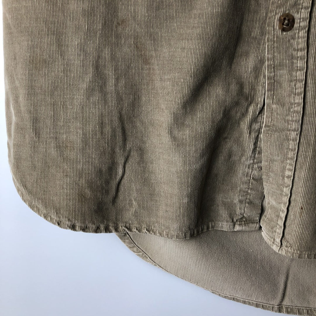 Vintage 1980'S Banana Republic long-sleeved corduroy shirt, size L, men's cotton Khaki type Vintage Second Hand