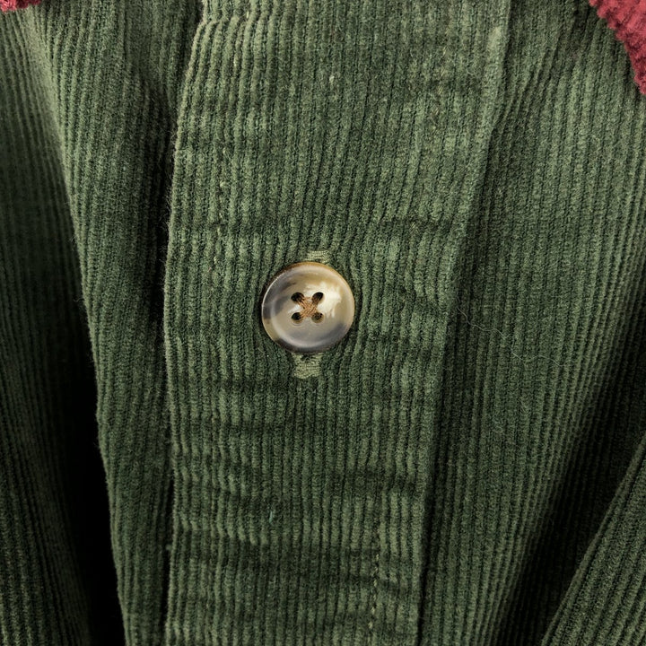 Eddie Bauer Crazy Pattern Long Sleeve Button-Down Corduroy Shirt, Men's XL cotton Khaki type Vintage Second Hand