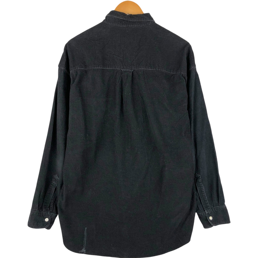 Ralph Lauren Chaps long-sleeved button-down corduroy shirt, men's size L cotton black type Vintage Second Hand