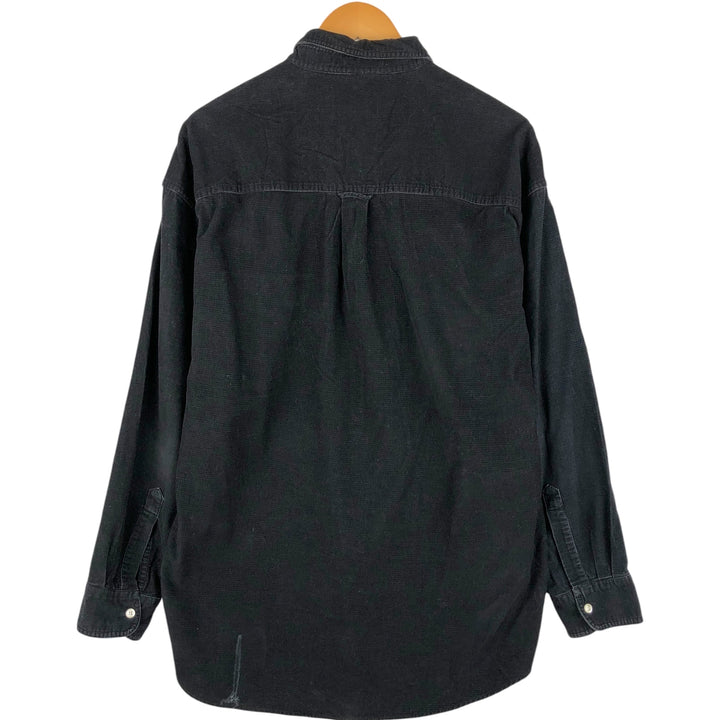 Ralph Lauren Chaps long-sleeved button-down corduroy shirt, men's size L cotton black type Vintage Second Hand