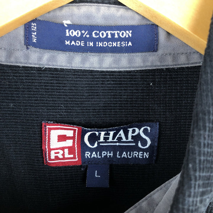 Ralph Lauren Chaps long-sleeved button-down corduroy shirt, men's size L cotton black type Vintage Second Hand